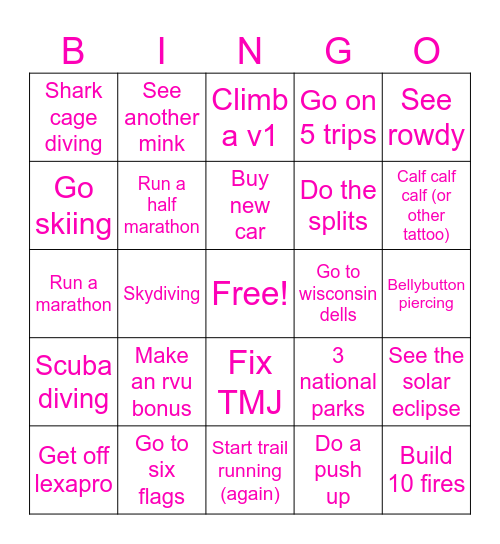 2024 lineup Bingo Card