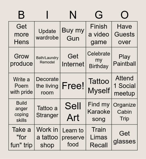 2024 Life Bingo Card