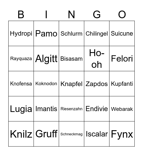 Shiny Bingo 2024 Bingo Card