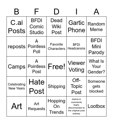 BFDI WIKI BINGO Card