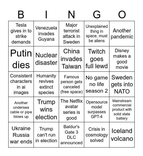 2024 Bingo Card