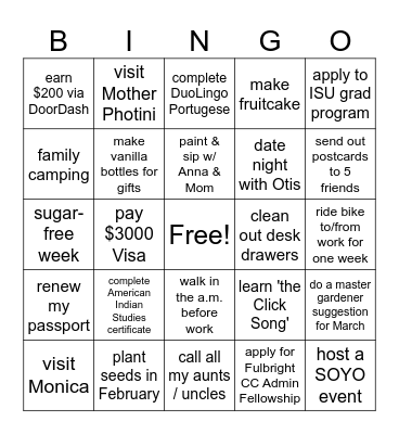 Amy's 2024 BINGO Card