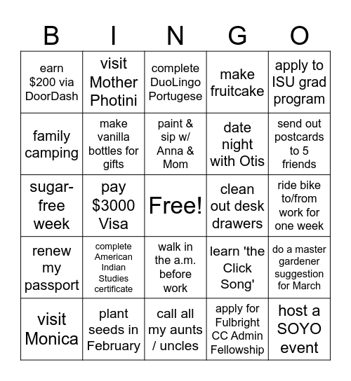 Amy's 2024 BINGO Card