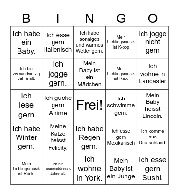 Get  to Know Frau Kapinos Bingo Card