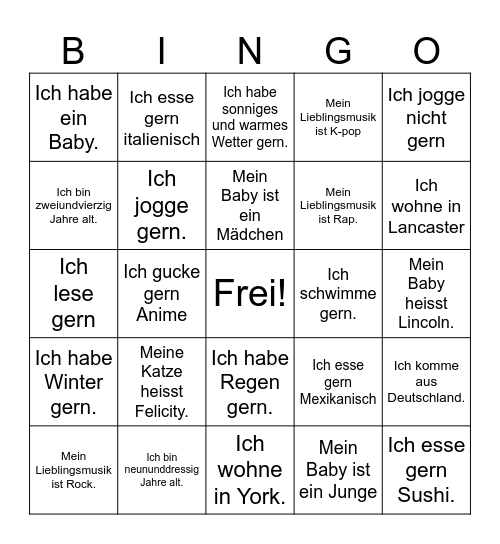 Get  to Know Frau Kapinos Bingo Card