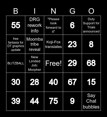 JP Fanfest Keynote Predictions Bingo Card