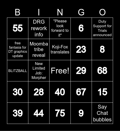 JP Fanfest Keynote Predictions Bingo Card