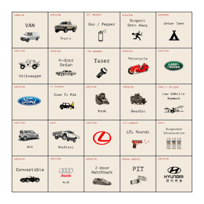 Chase Bingo Card