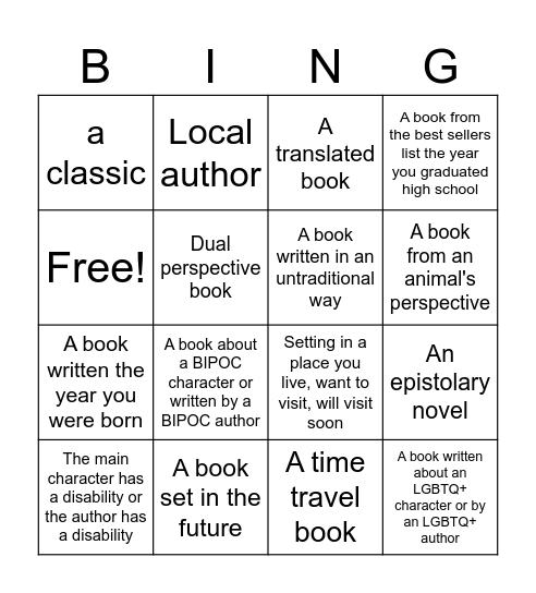 2024 Reading Bingo Card