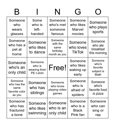 Human Bingo Card