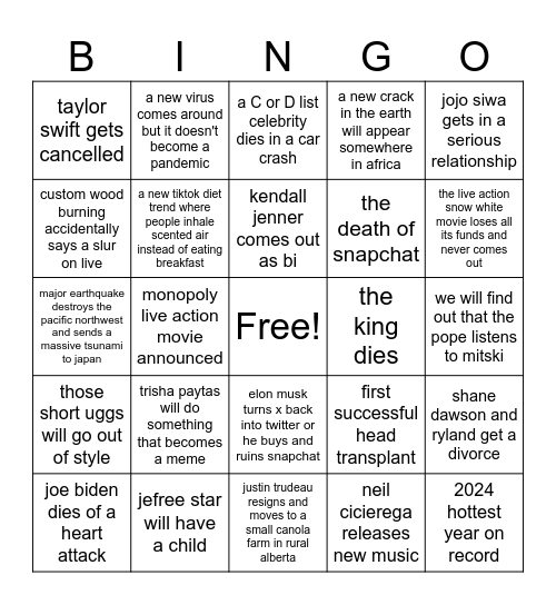 2024 Bingo Card