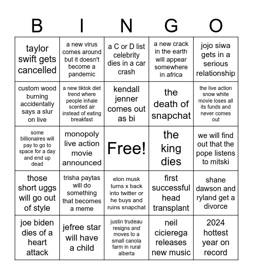 2024 Bingo Card