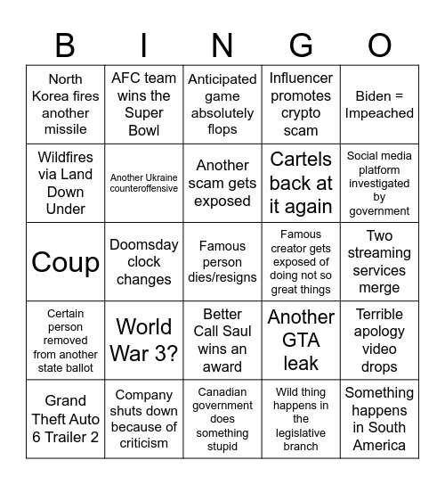 2024 1st Half ~ Jan 1 - Jul 1 Bingo Card