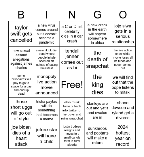 2024 Bingo Card