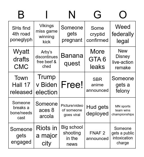 2024 Bingo Card