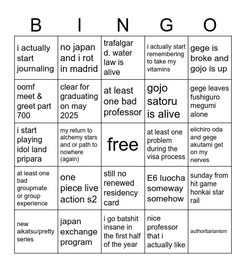 vai 2024 Bingo Card