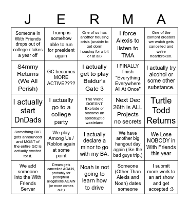 A Certain Racoon's 2024 Predictions Bingo Card