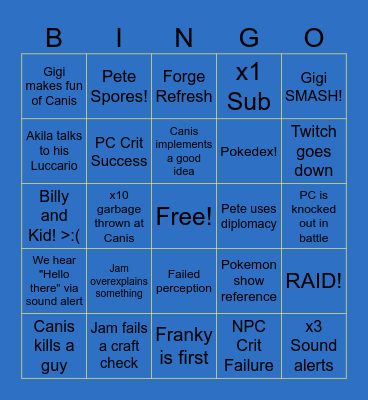 Pokemon Bingo Card