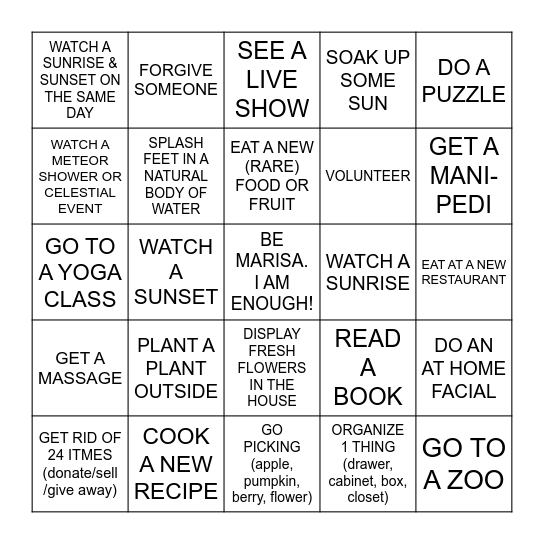 ~ 2024: A Very Good Year ~ Bingo Card