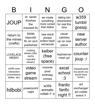 heph bingo 2024 !! Bingo Card