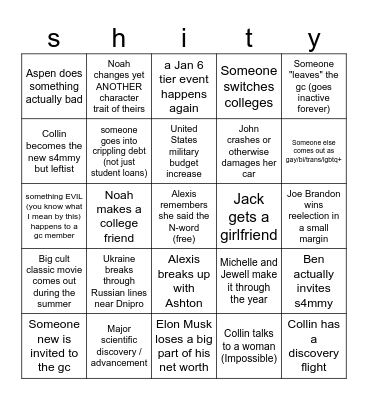 Collin 2024 bingo Card