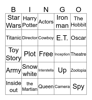 English Game Bingo Card