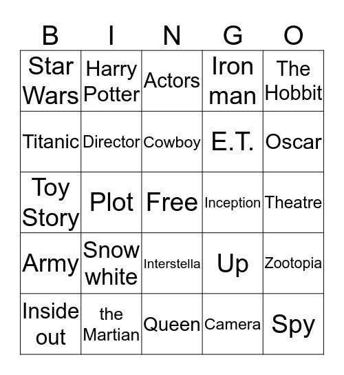 English Game Bingo Card