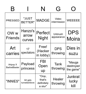 Overwatch2 2024 Bingo Card