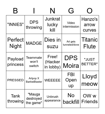 Overwatch2 2024 Bingo Card