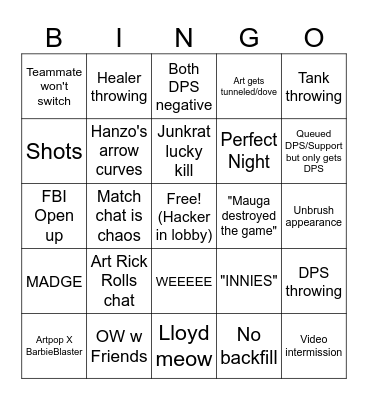 Overwatch2 2024 Bingo Card