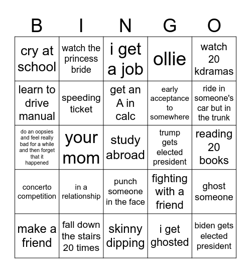 HAZEL BINGO 2024 Bingo Card