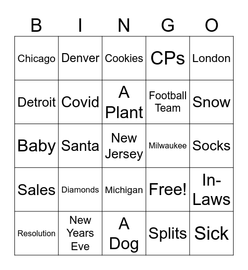 MW Team Holiday Bingo Card