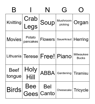 Fausta Bingo Card