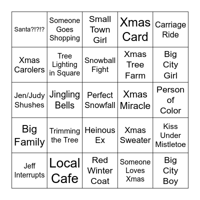Hallmark Christmas Movie Bingo Card