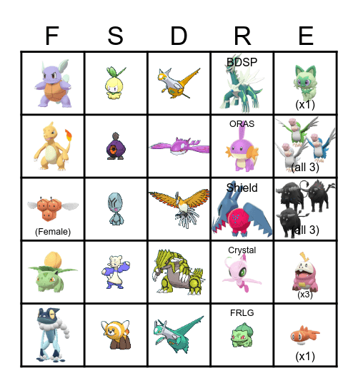 Chrono's 2024 Shiny Bingo Card