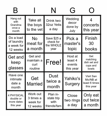 Lita's 2024 Bingo Card Bingo Card