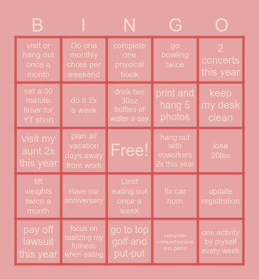 Racheal's 2024 Bingo Card