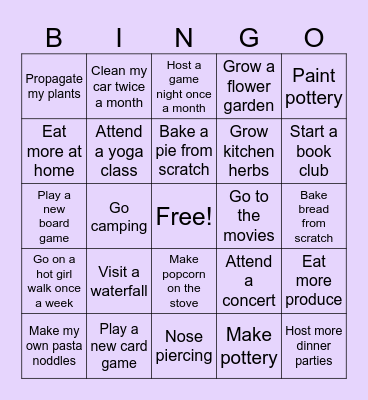Marissa’s 2024 Bingo Card