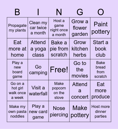 Marissa’s 2024 Bingo Card