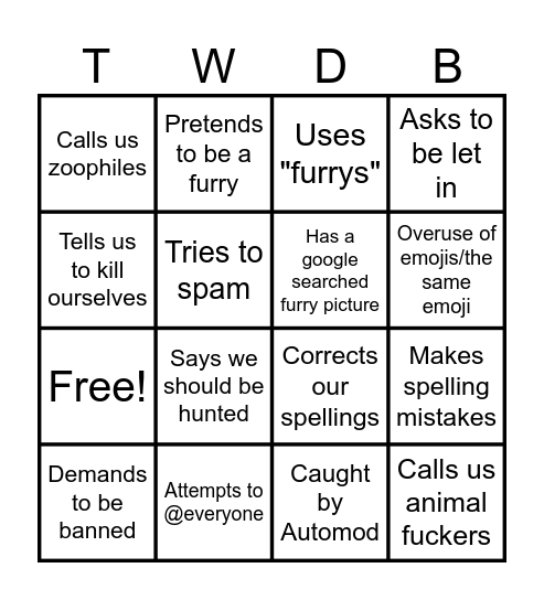 The Wolf Den Bingo (Staff Edition) Bingo Card