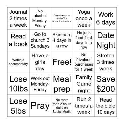 2024 Goals! Bingo Card