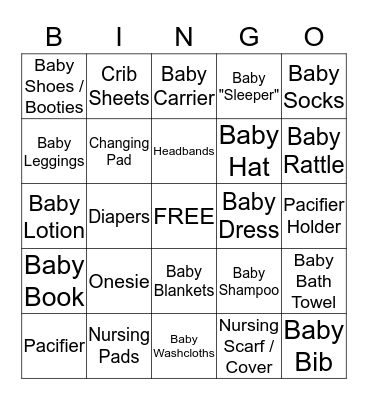 ABIGAIL LYNN'S BABY SHOWER  Bingo Card