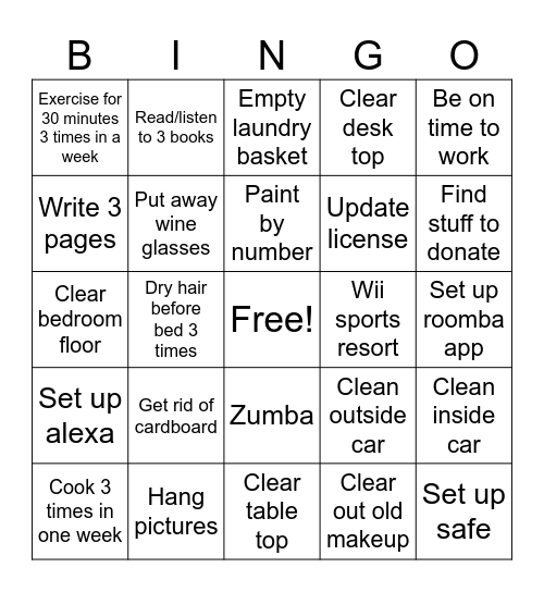 January bingo Card