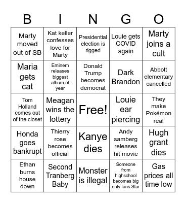 Jarface 2024 Bingo Card