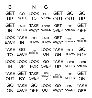 PHRASAL VERBS Bingo Card