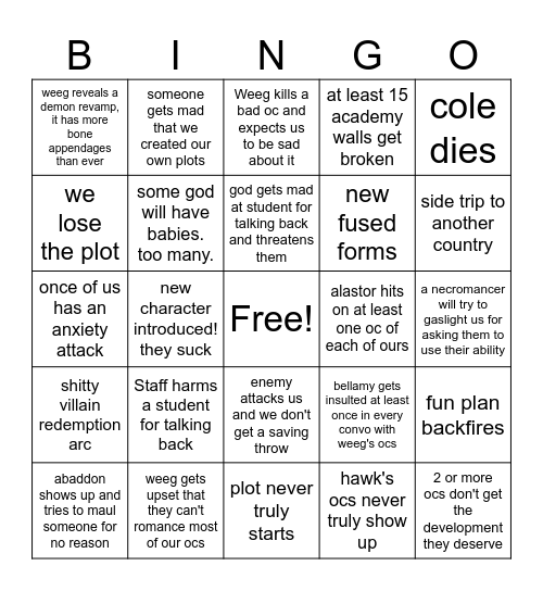 FA Bingo Card