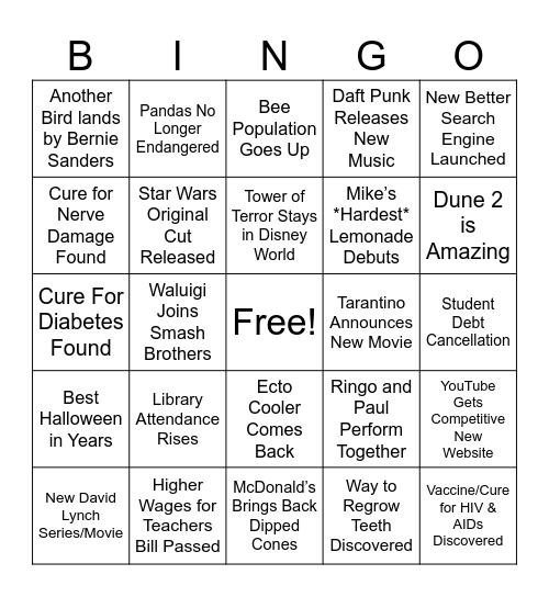 Optimistic 2024 Bingo Card