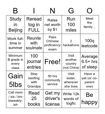 Louie's 2024 Bingo Card