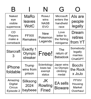 2024 Bingo Card