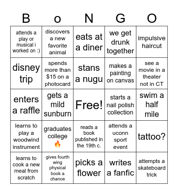 amelia 2024 bongo Bingo Card